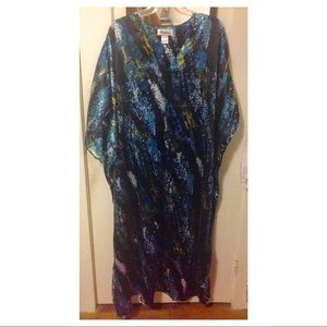 Winlar Long Satin Kaftan One Size Multicolor-Blue